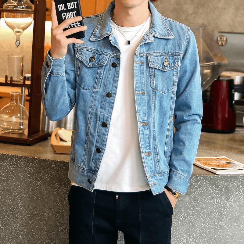 Spring and Autumn Denim Jacket Male Couple Motorcycle Jacket