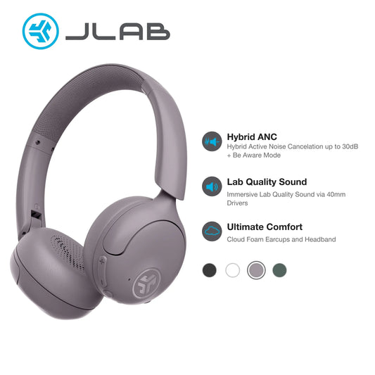 JLab GO Lux ANC Wireless On-Ear Headphones – Hybrid Noise Canceling, Bluetooth 5.4, 70+ Hour Battery, Foldable