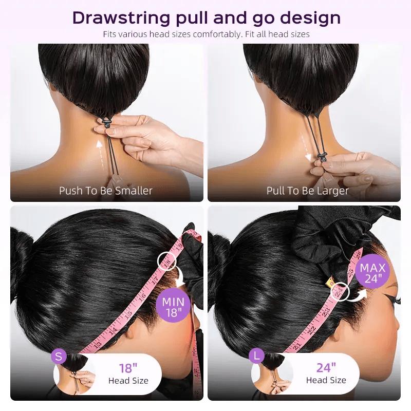 ISEE Hair 13x6 HD Lace Frontal Wig Glueless Human Hair Wig 250% Density Silky Straight Pre Plucked Natural Hairline Drawstring