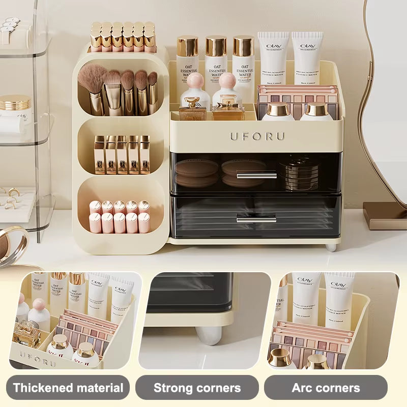 UFORU Makeup Organizer with Drawers Vanity Brush Storage Box