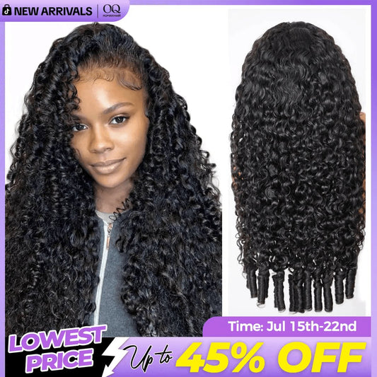 OQ Hair 13x6 HD Lace Frontal Wig Burmese Curly Water Wave Human Hair Wig #4 Brown Glueless 220% Density Pre Plucked