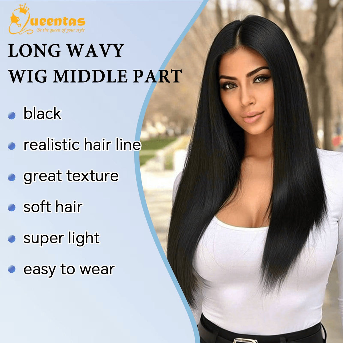 24-Inch Glueless Straight Synthetic Wig Heat-Resistant Pre-Plucked