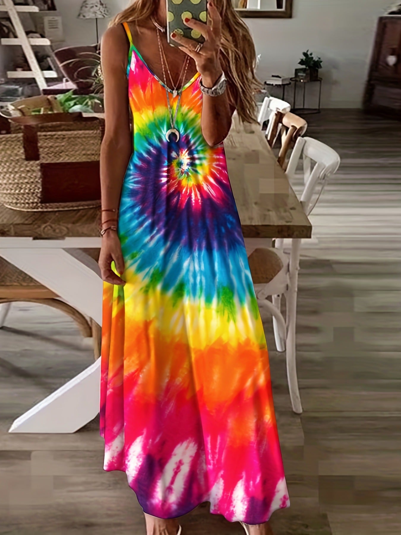 European and American Women'S Clothing Summer New Suspender Printed Maxi Dress