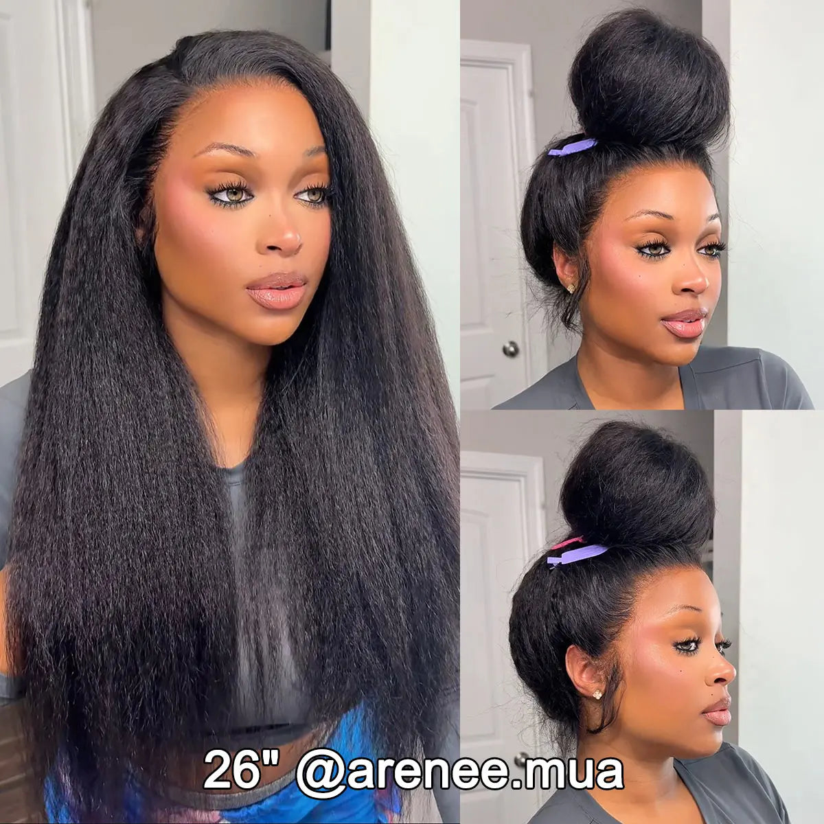 [360 Glueless Wig] OQ HAIR Pre-Cut Lace Kinky Straight 360 Full Lace Frontal Glueless Wig with Invisi Drawstring Pre Plucked Human Hair Wig #Summervibes