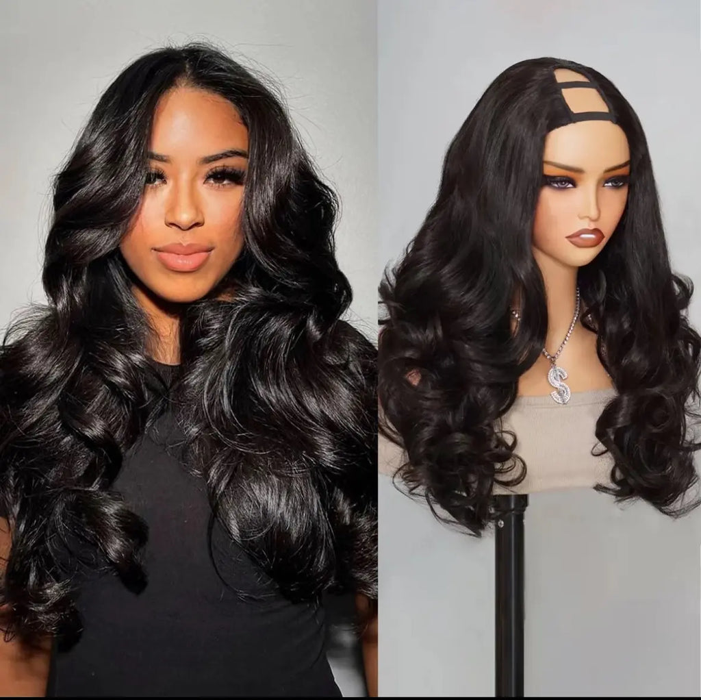 Tinashe Hair Layered U Part Wig Loose Body Wave Human Hair Wig with Highlights Glueless 180% 250% Density