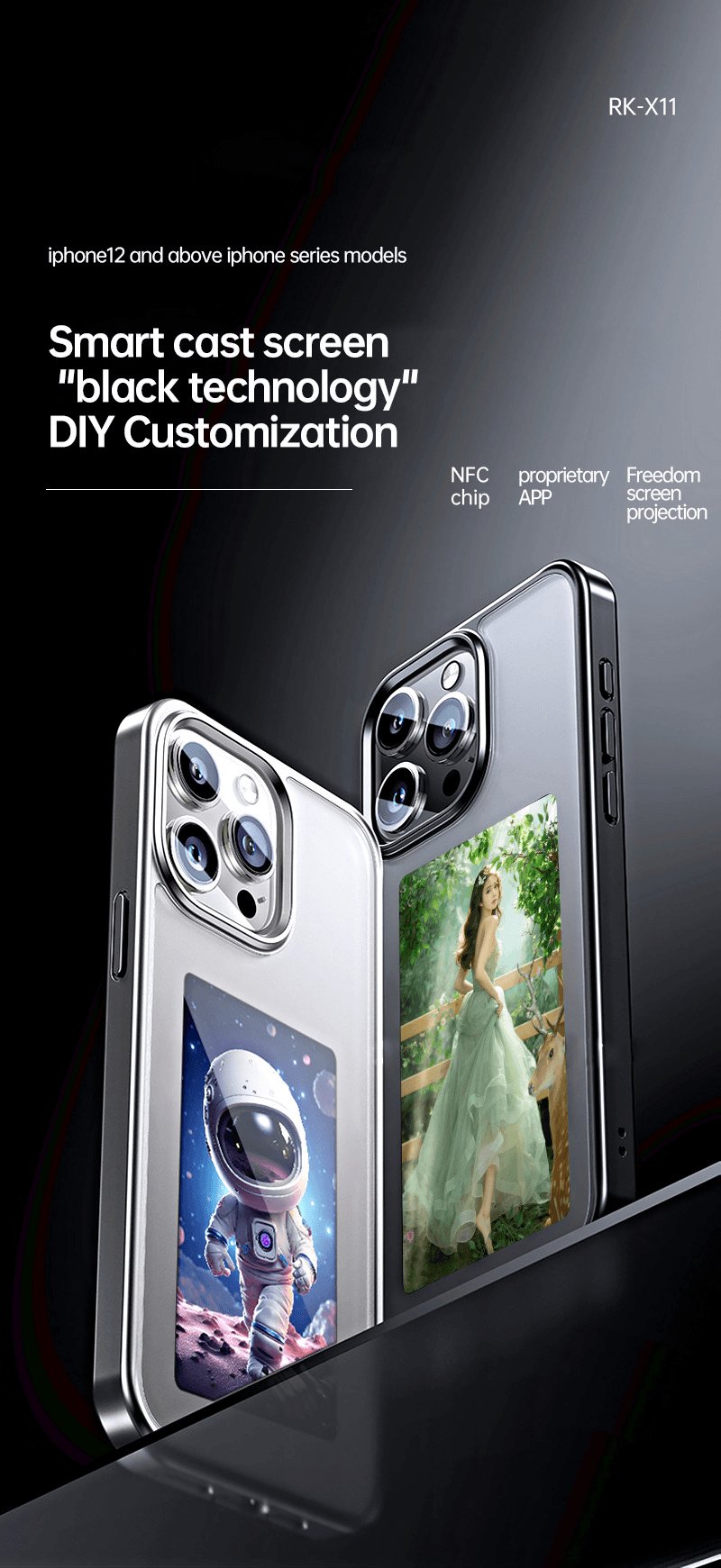 E-Ink Smart Phone Case – Customizable Digital Display Protective Case for iPhone