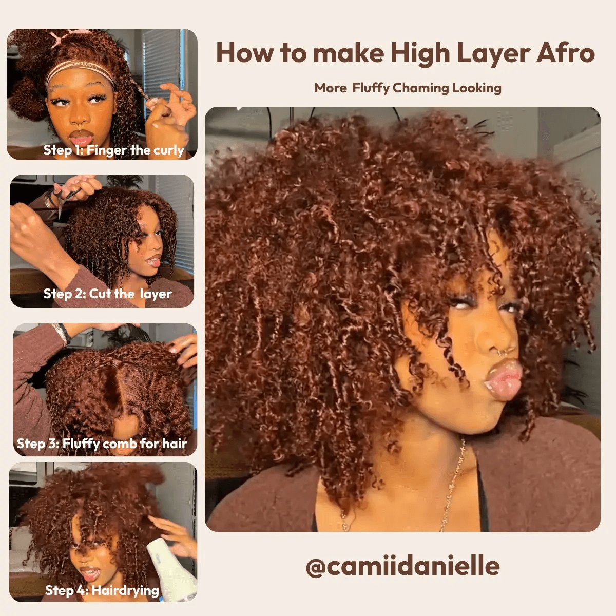 UNice 250% Density Reddish Brown Afro Kinky Curly Human Hair Wig 7x5 HD Lace Closure Glueless Wig Pre Plucked Natural Hairline