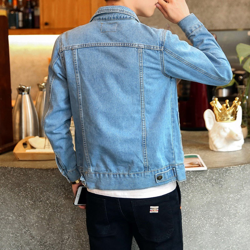 Spring and Autumn Denim Jacket Male Couple Motorcycle Jacket