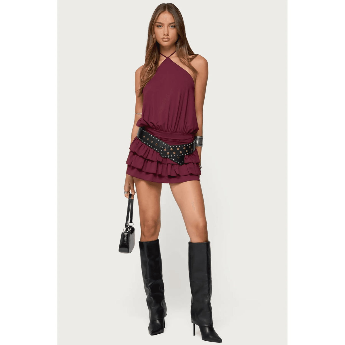 Fontella Ruffled Halter Neck Romper – Sleeveless Backless Summer Jumpsuit for Women
