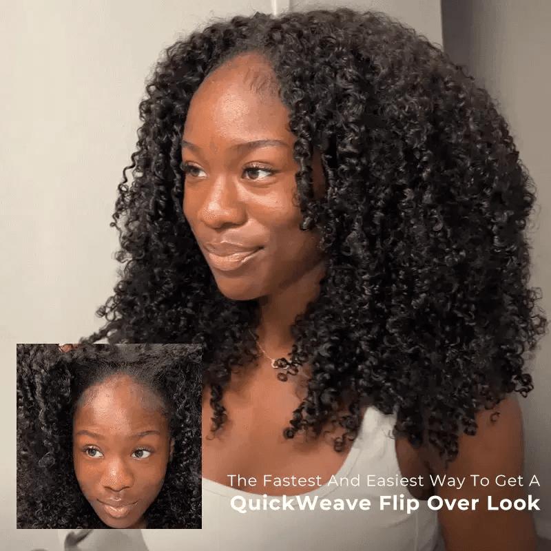 ISEE Hair 250% Density Kinky Curly Wear & Go Half Wig Glueless Human Hair Wig Invisible Hairline Drawstring No Leave Out