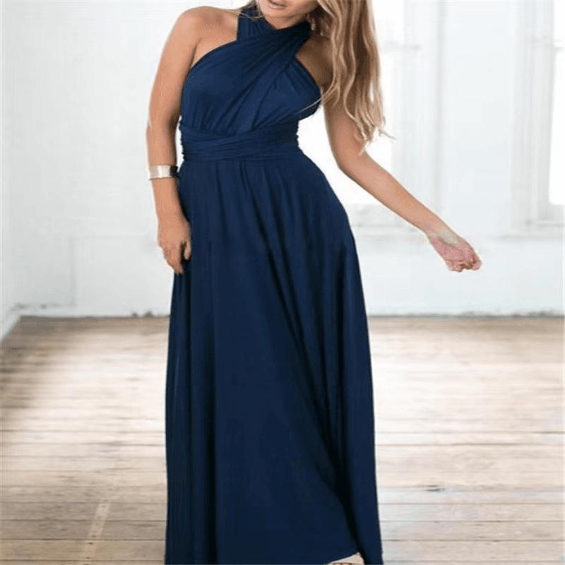 Women’s V-Neck Cross Back Long Dress for Party Evening
