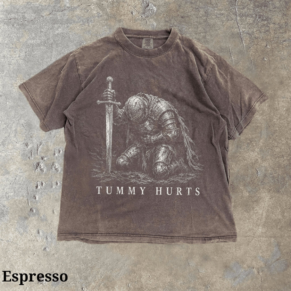 Tummy Hurts Knight Shirt Funny Dark Fantasy Graphic Meme T-Shirt