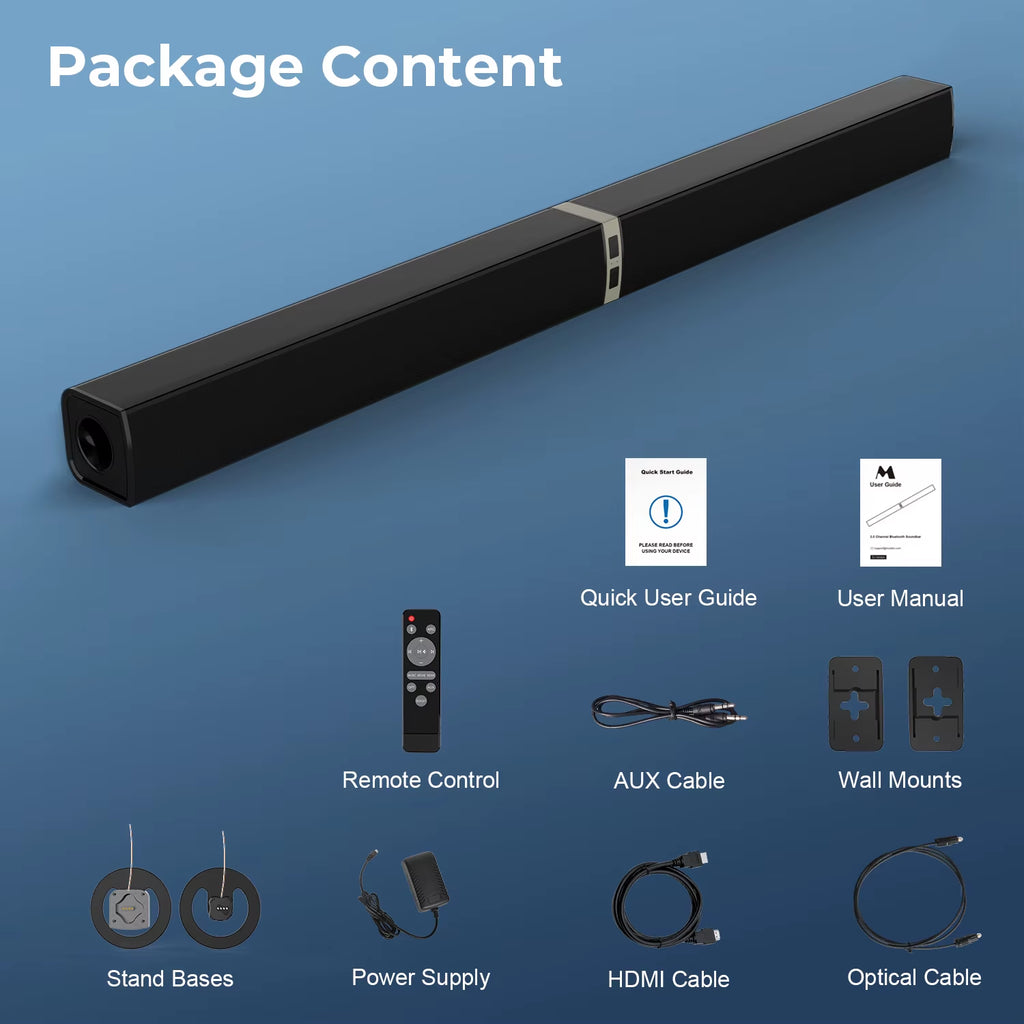 Wireless TV Soundbar Home Theater Speaker with ARC Optical Remote