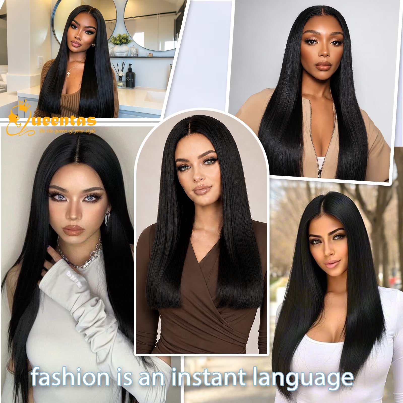 24-Inch Glueless Straight Synthetic Wig Heat-Resistant Pre-Plucked
