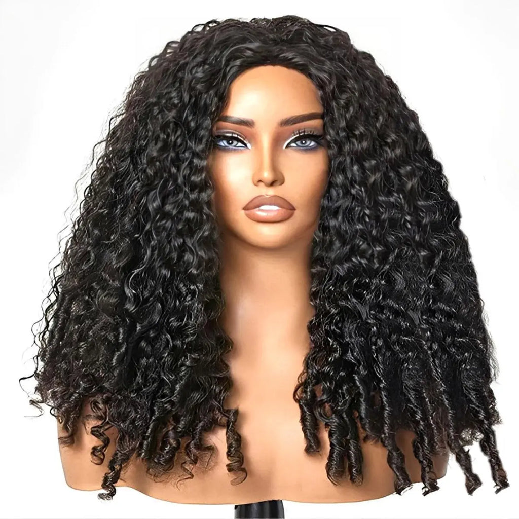 OQ Hair Burmese Curly Wear & Go Half Wig Water Wave Human Hair Wig Glueless Drawstring Invisible Hairline