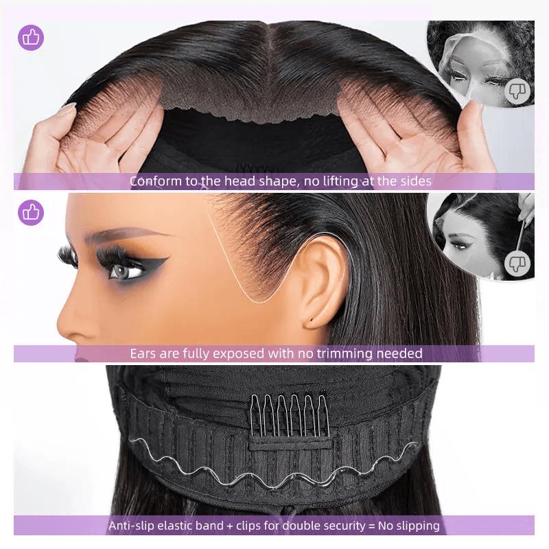 ISEE Hair 13x6 HD Lace Frontal Wig Glueless Human Hair Wig 250% Density Silky Straight Pre Plucked Natural Hairline Drawstring