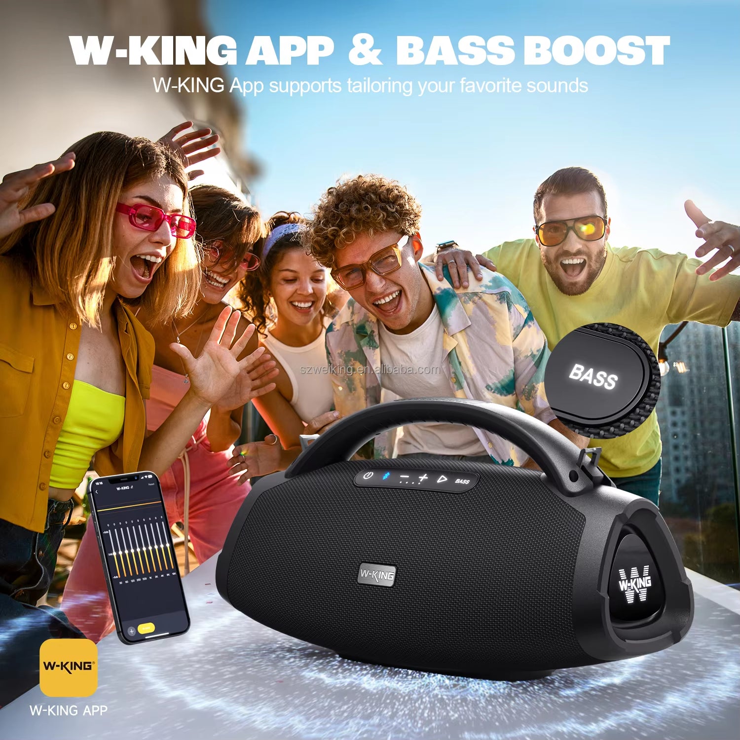 W-KING X20 IPX7 Waterproof Bluetooth Speaker with Deep Bass 80W