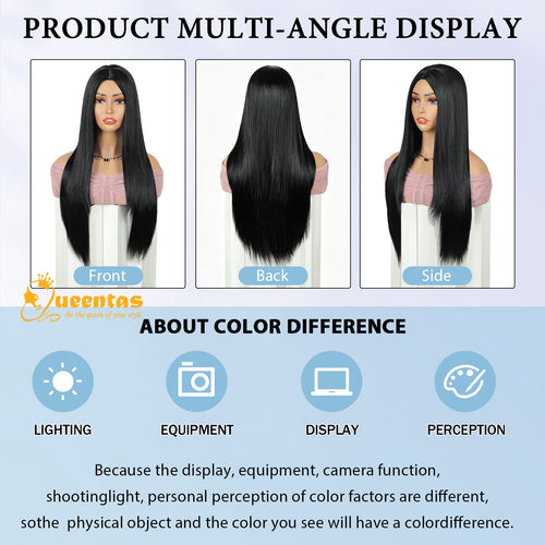 24-Inch Glueless Straight Synthetic Wig Heat-Resistant Pre-Plucked