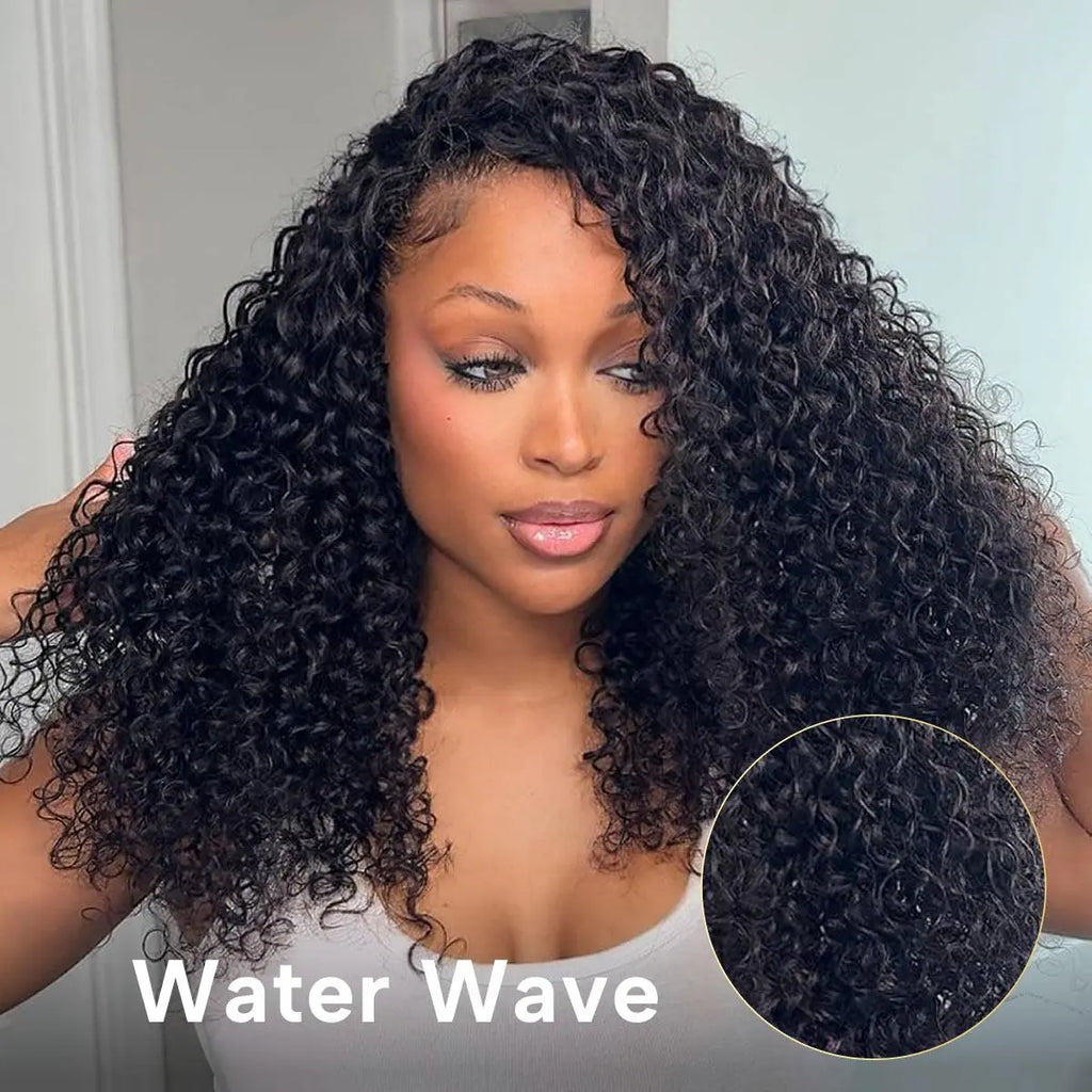 OQ Hair Burmese Curly Wear & Go Half Wig Water Wave Human Hair Wig Glueless Drawstring Invisible Hairline