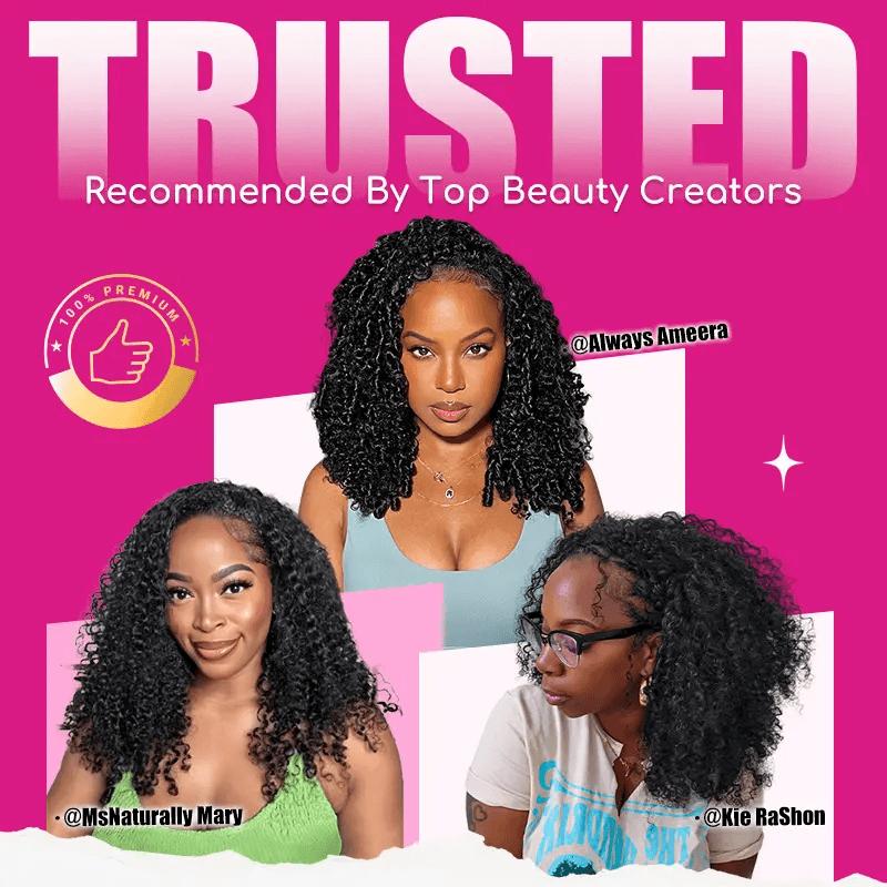 ISEE Hair 250% Density Kinky Curly Wear & Go Half Wig Glueless Human Hair Wig Invisible Hairline Drawstring No Leave Out