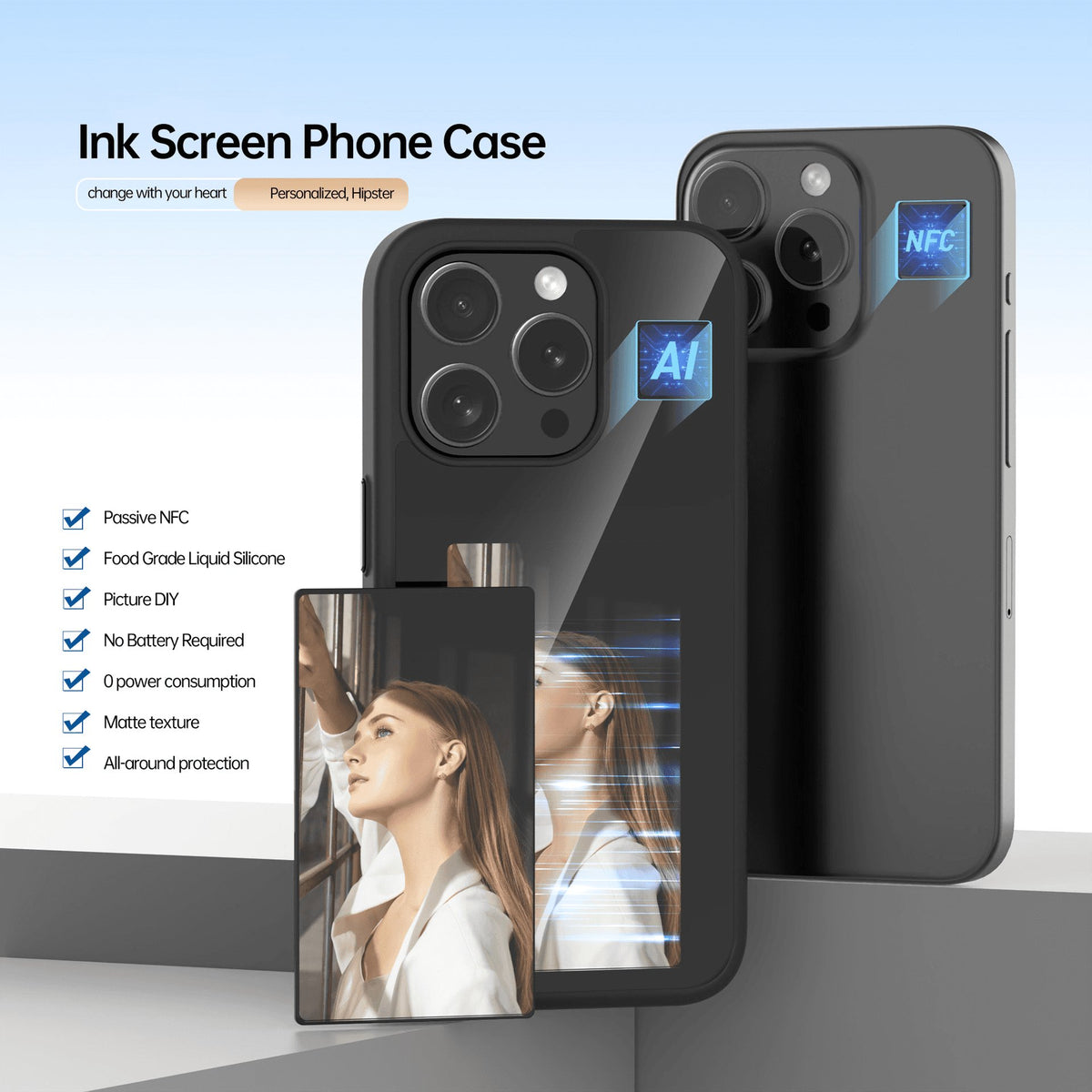 E-Ink Smart Phone Case – Customizable Digital Display Protective Case for iPhone