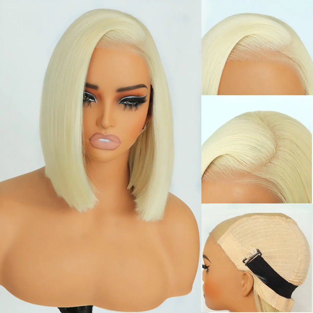 U&A Hair 9x7 Glueless Synthetic Bob Wig – Wear & Go Straight High-Density Lace Front Wig with Natural Hairline