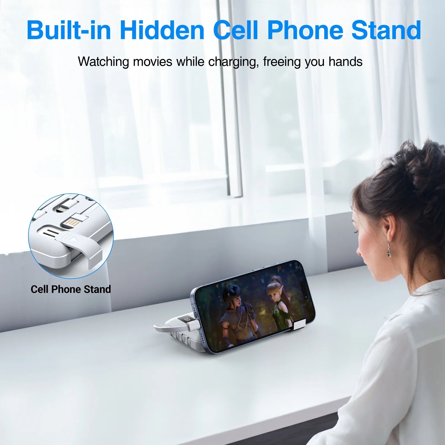 20000Mah Power Bank Portable Charger with Cables Compatible for Iphone, Android Cell Phone