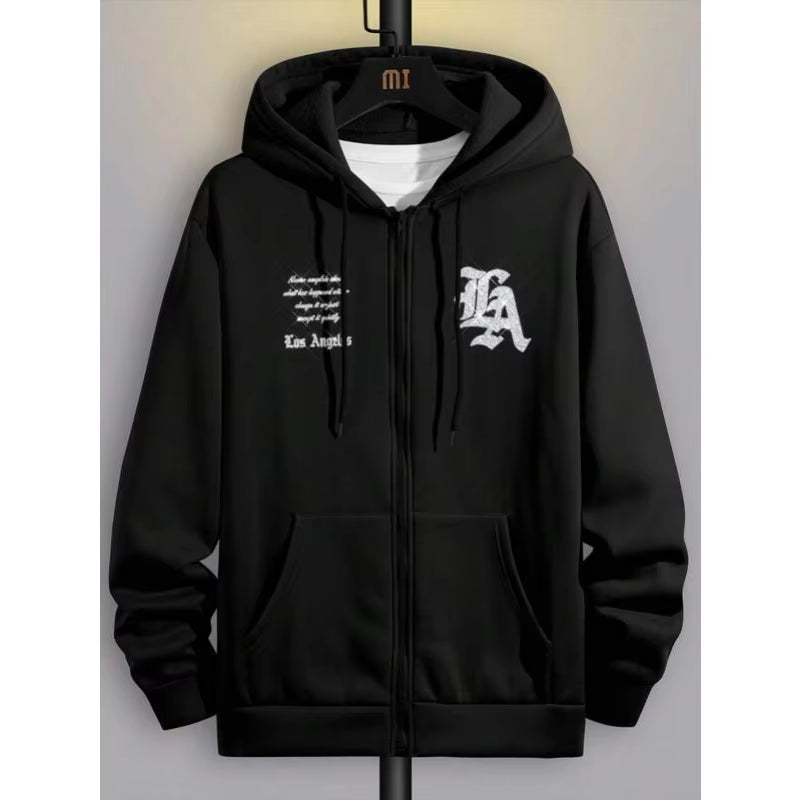 Premium Black Tech Fleece Hoodie Unisex 3D Embroidered Pullover