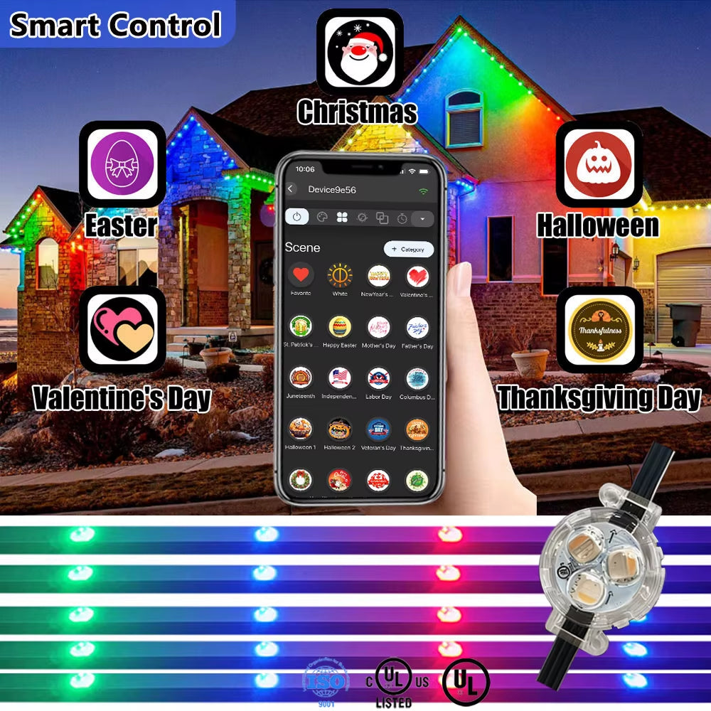 Smart LED Pixel Lights IP68 Waterproof Outdoor Christmas Lighting