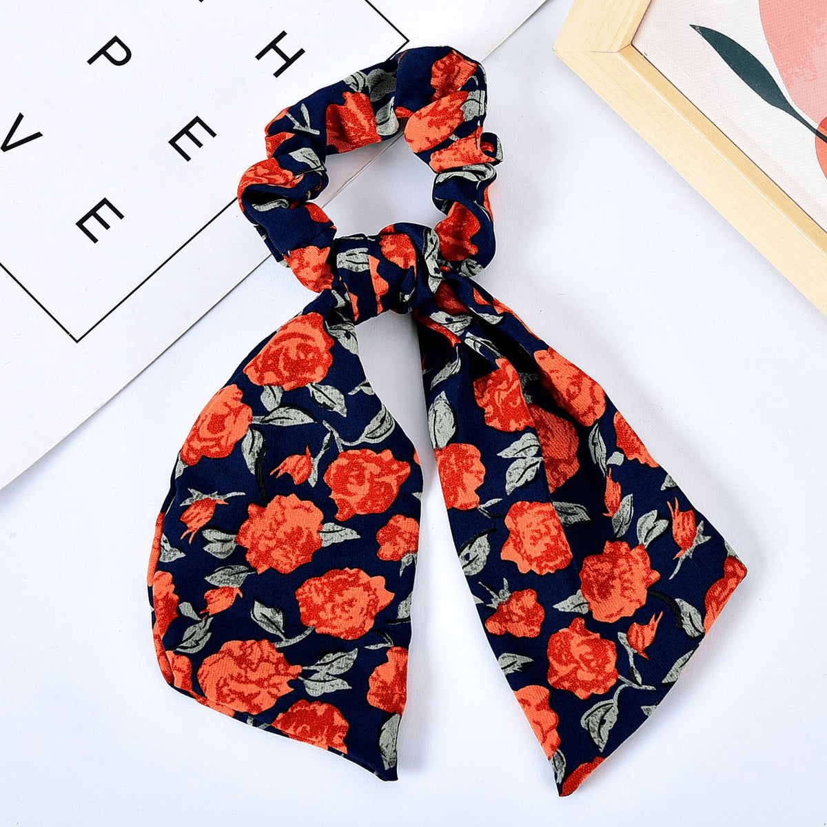 Pearl Bow Hair Tie Floral Ribbon Elastic Ponytail Hair Accessories