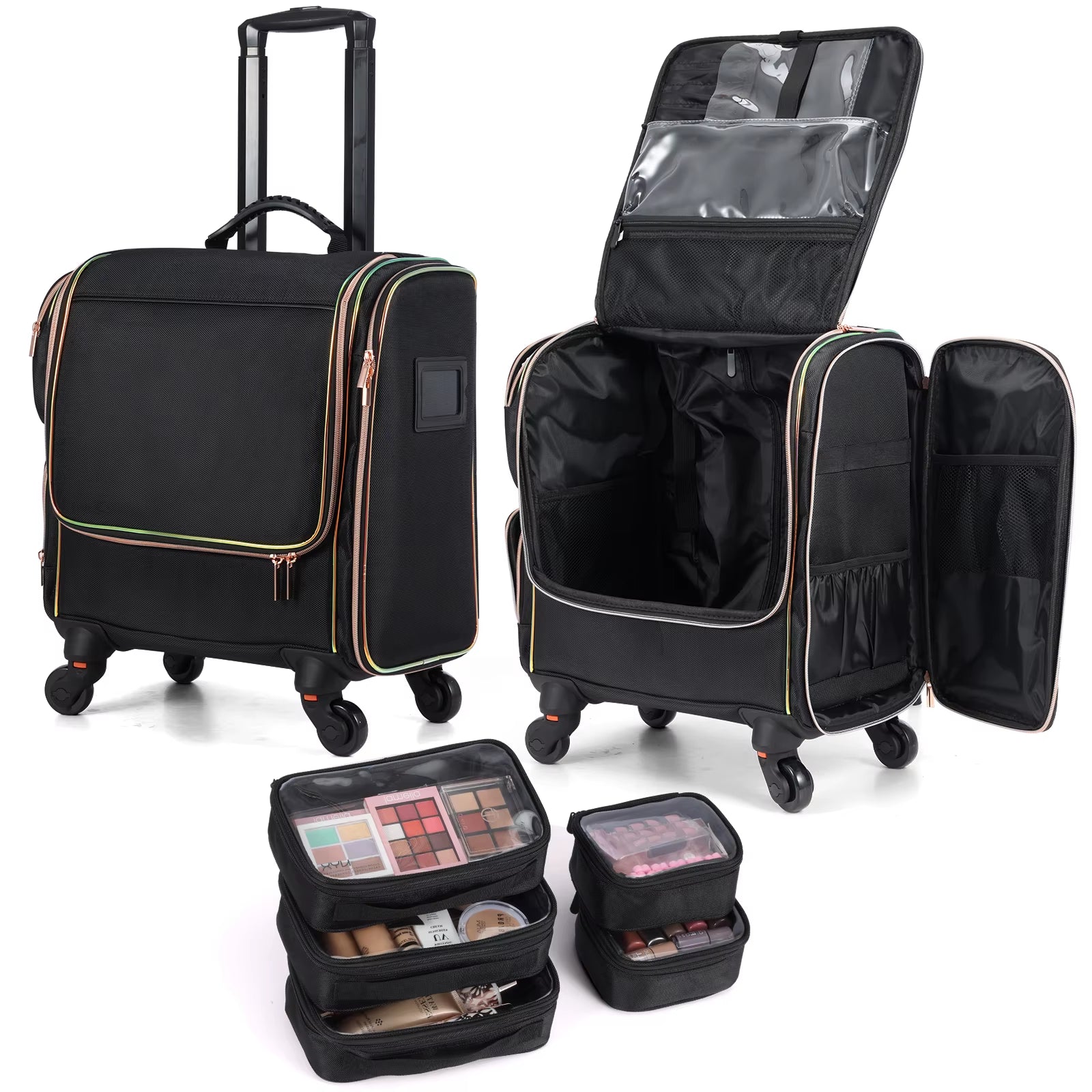 Eco-Friendly Makeup Train Case Hair Stylist Trolley Organizer Case