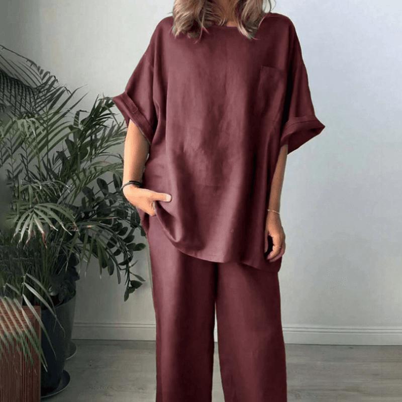 Women’s 2-Piece Casual Set Crew Neck Top & Long Pants