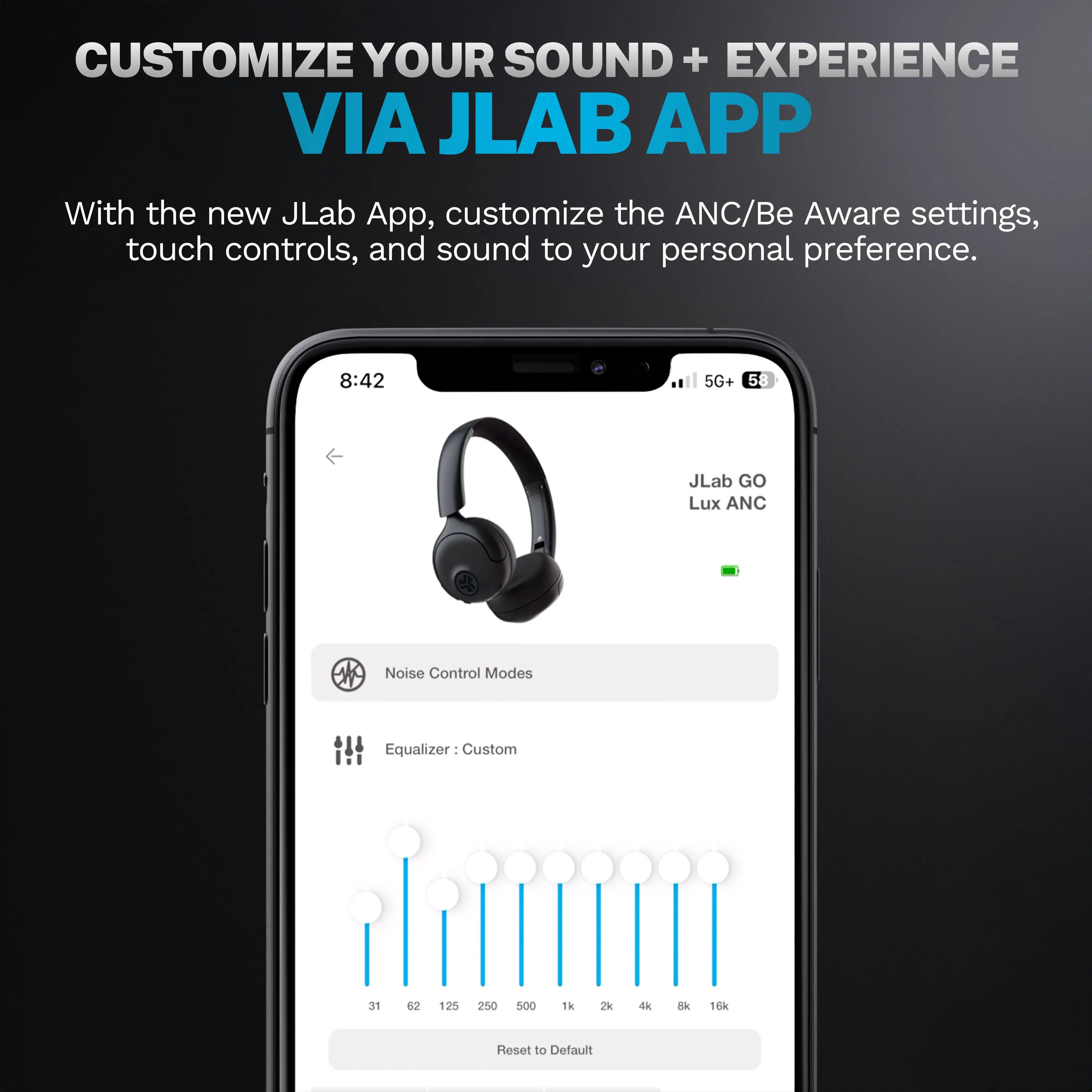 JLab GO Lux ANC Wireless On-Ear Headphones – Hybrid Noise Canceling, Bluetooth 5.4, 70+ Hour Battery, Foldable