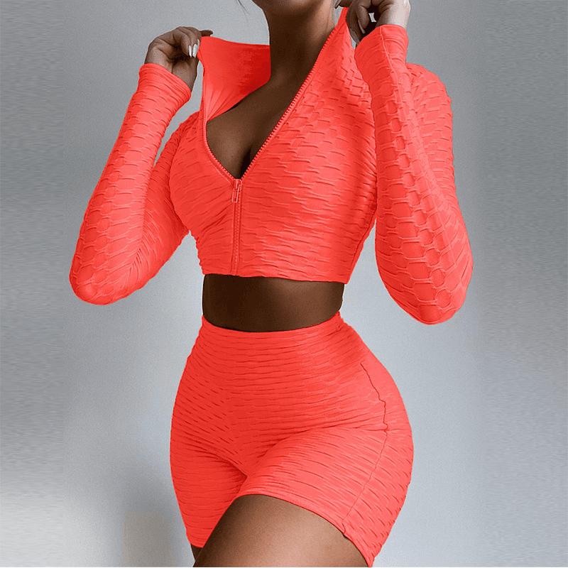 Women’s Yoga Workout Set, Tummy Control Butt Lift Long Sleeve Activewear