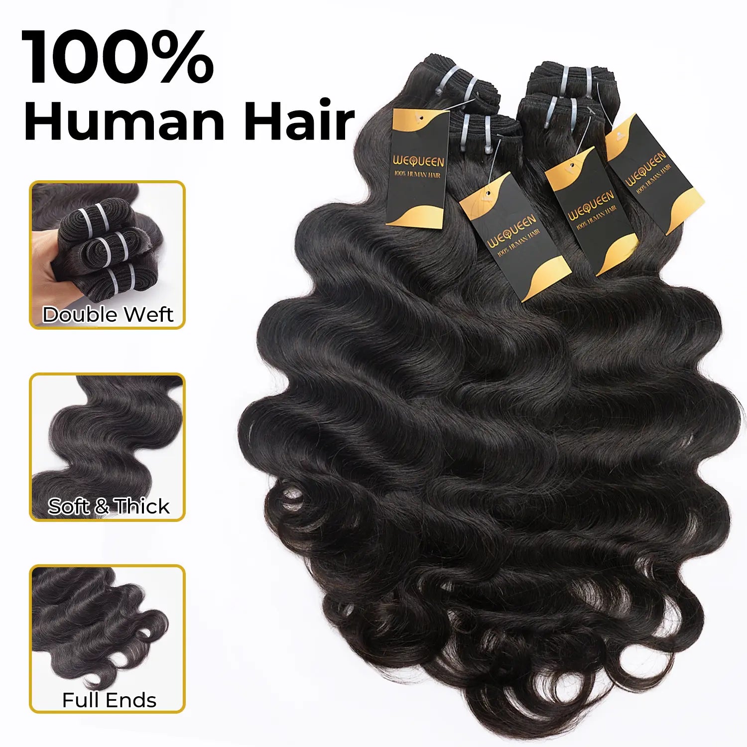 [Wequeen] Budget Friendly 10A Grade 12"-30" Brazilian Virgin 100% Human Hair Body Wave Burmese Curly Straight Deep Wavy Quick Weave Sew In/Glue in Viral Hair Bundles Real Hair Extensions