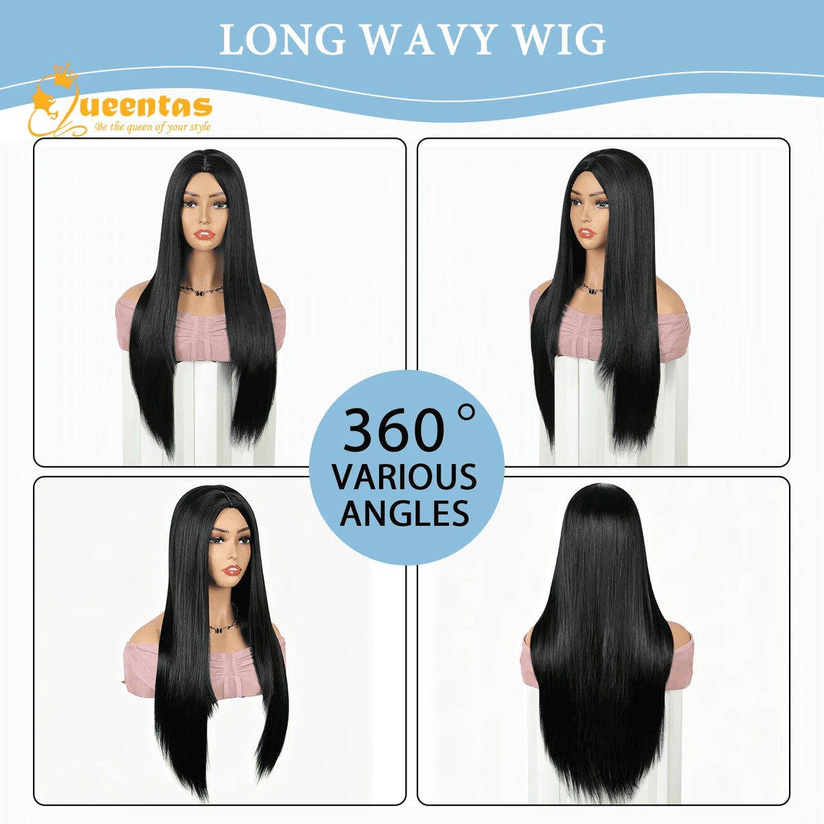 24-Inch Glueless Straight Synthetic Wig Heat-Resistant Pre-Plucked
