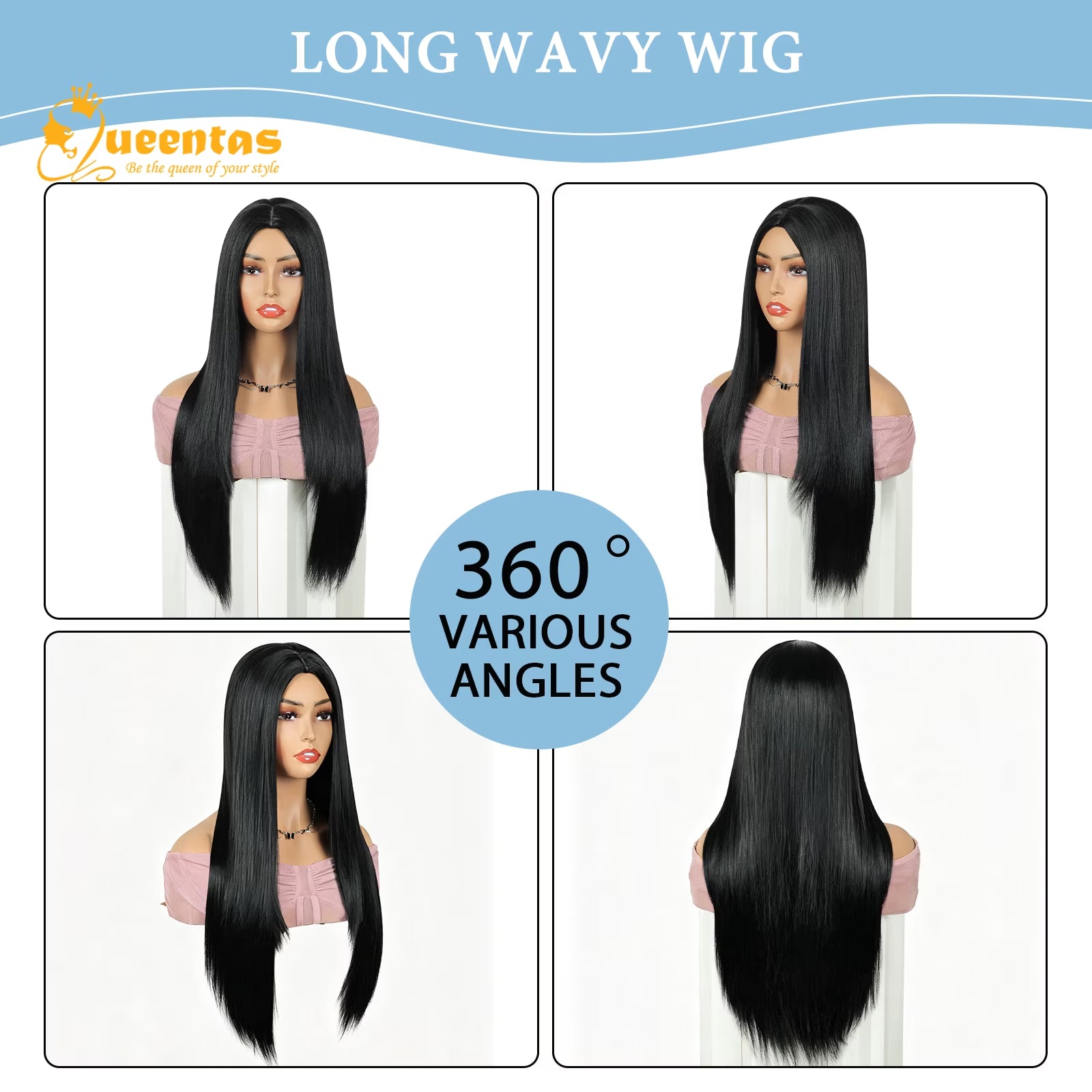 24-Inch Glueless Straight Synthetic Wig Heat-Resistant Pre-Plucked