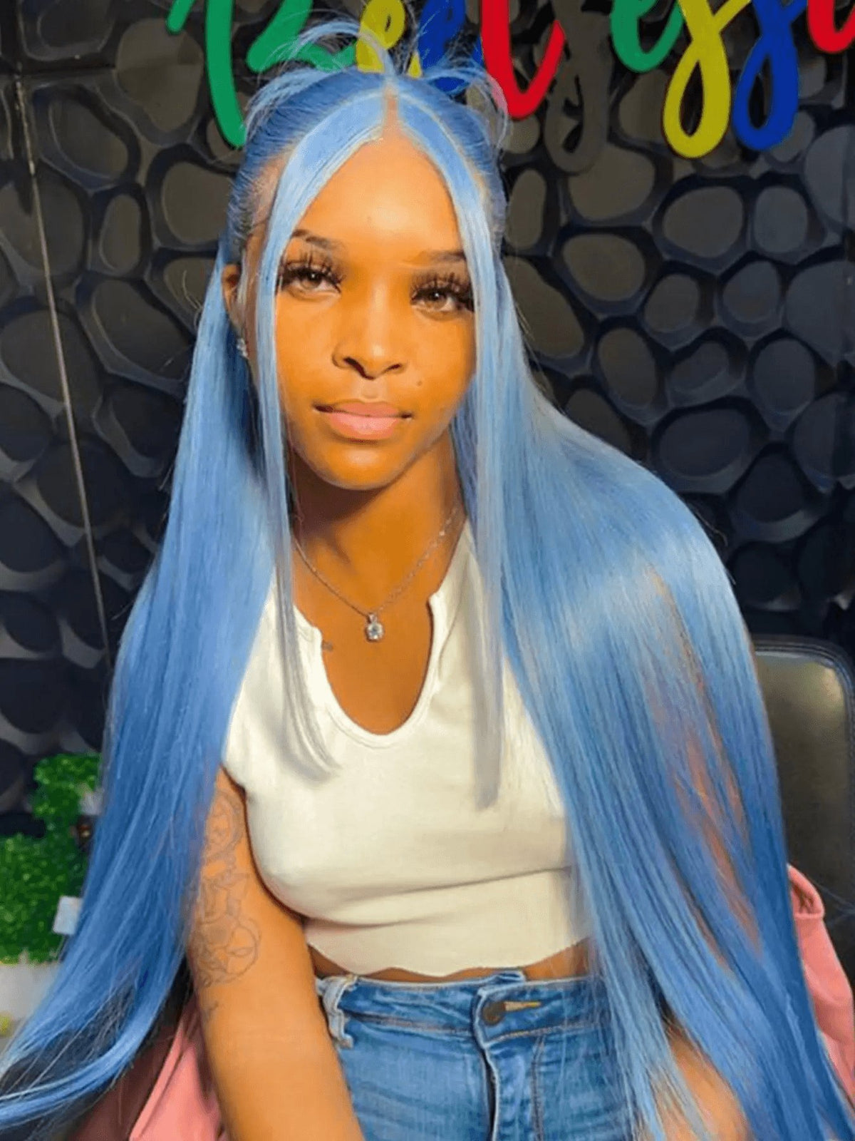 28-Inch Orange Straight Glueless Lace Front Wig – Long Synthetic Hair Wig for Women, Fluffy HD Lace Front