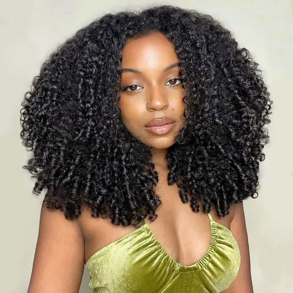 OQ Hair Burmese Curly Wear & Go Half Wig Water Wave Human Hair Wig Glueless Drawstring Invisible Hairline