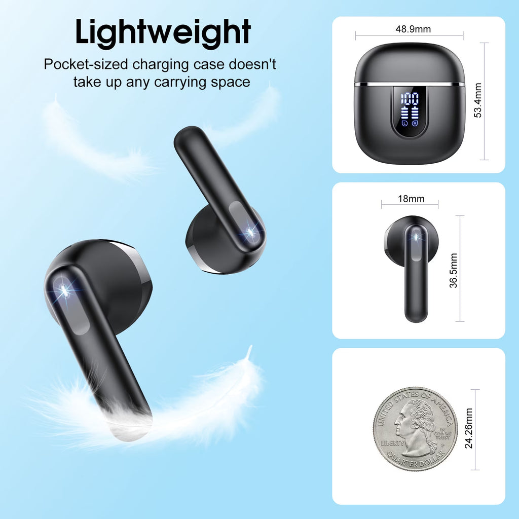 Bluetooth 5.4 Wireless Earbuds ENC Noise Canceling 40H Waterproof