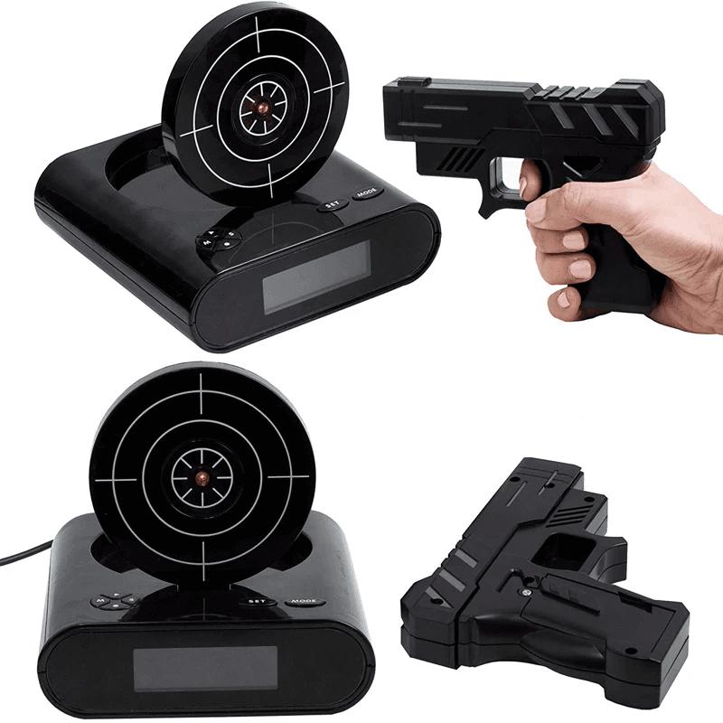 Digital Target Alarm Clock with Laser Gun Shooting Wake-Up Game