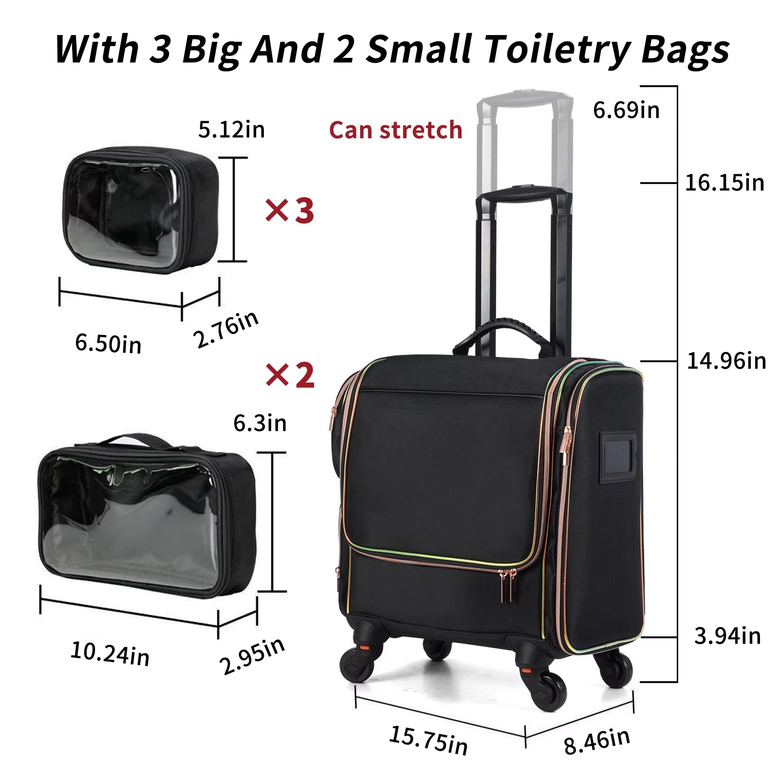 Eco-Friendly Makeup Train Case Hair Stylist Trolley Organizer Case