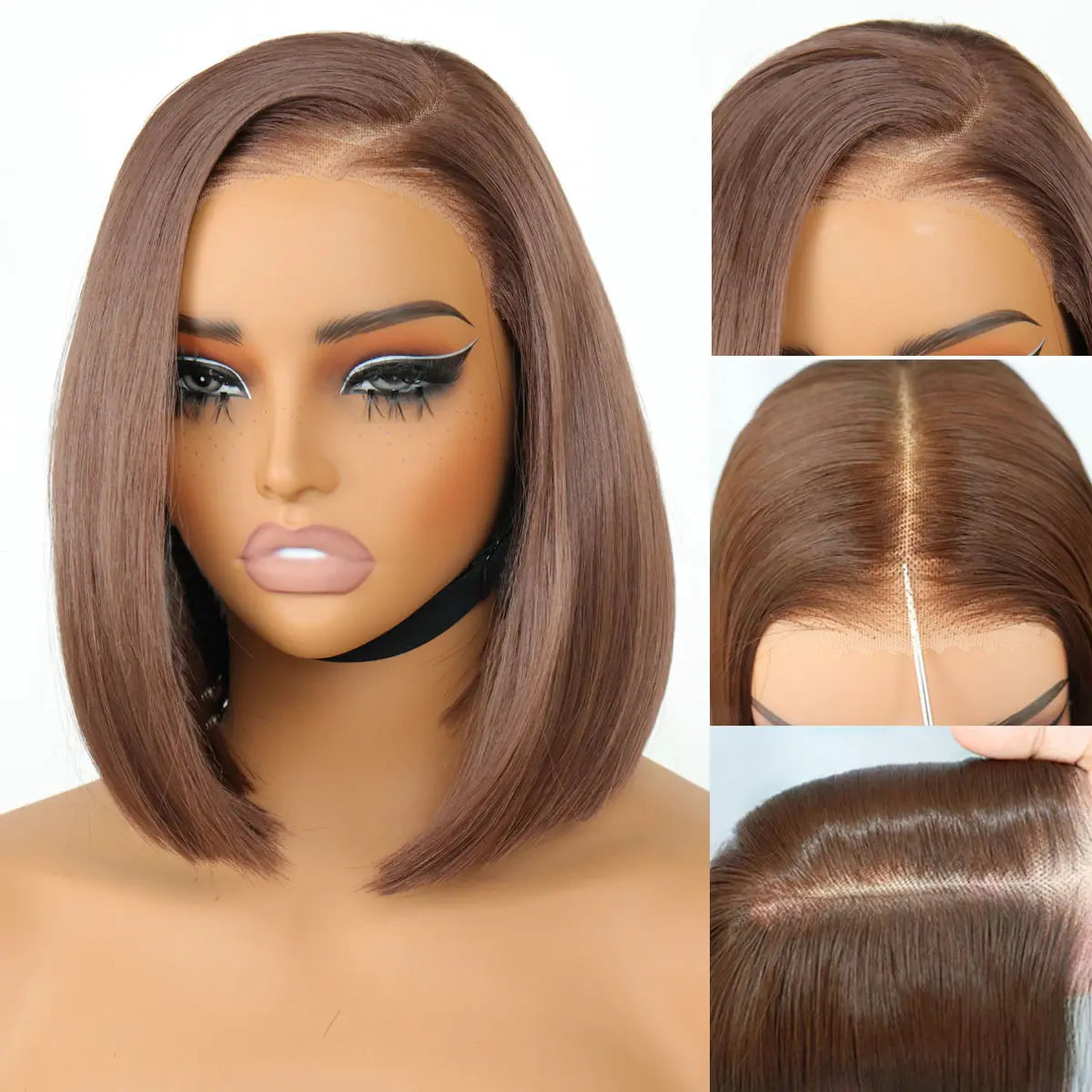 U&A Hair 9x7 Glueless Synthetic Bob Wig – Wear & Go Straight High-Density Lace Front Wig with Natural Hairline
