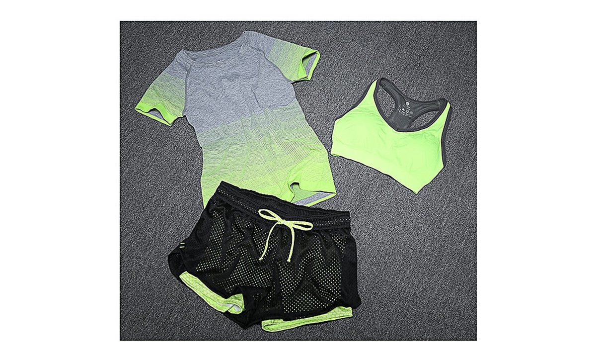 Women’s 3 Piece Yoga Workout Set, Sports Bra, Running & Fitness Activewear
