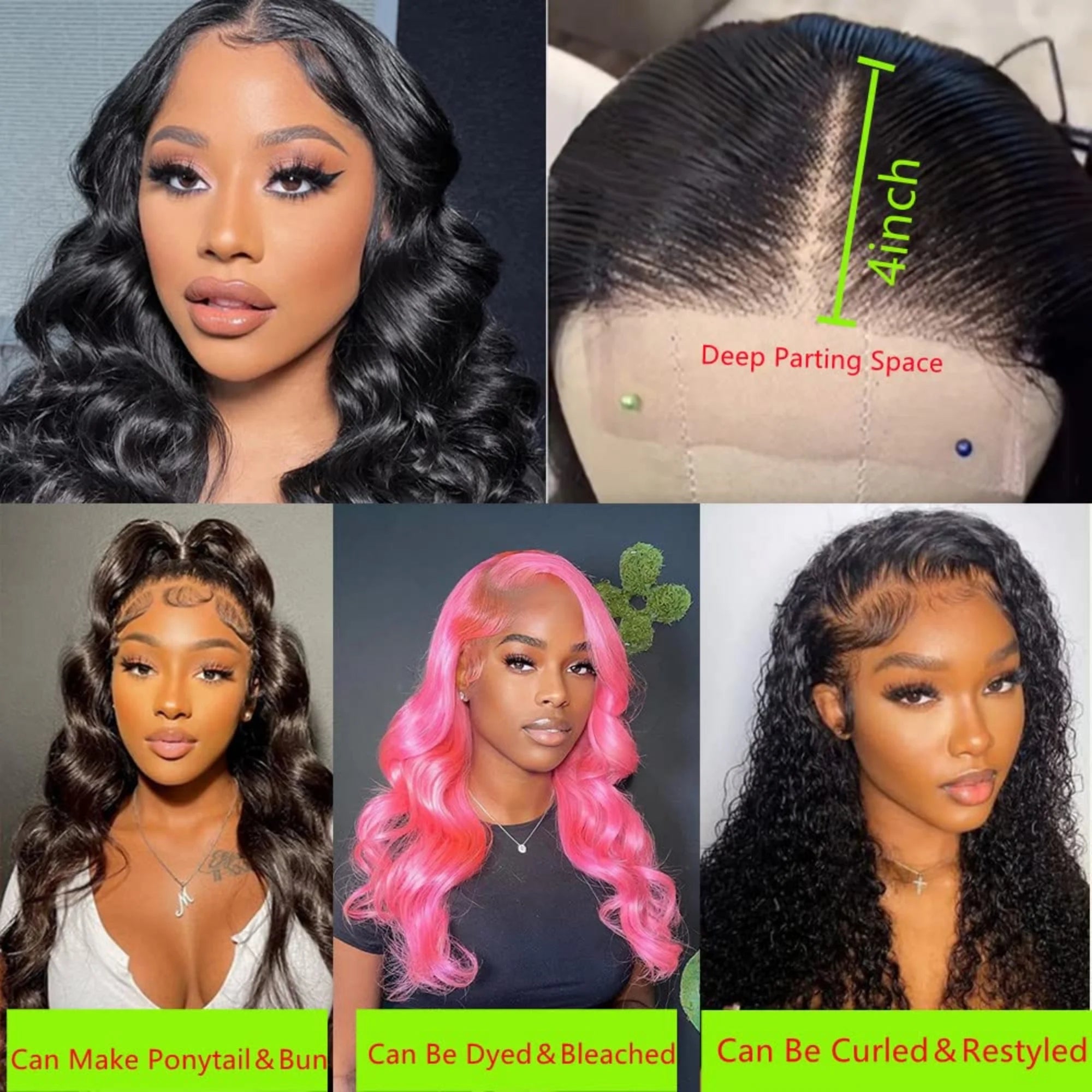 Body Wave 4x4 HD Lace Front Human Hair Wig Glueless 180% Density
