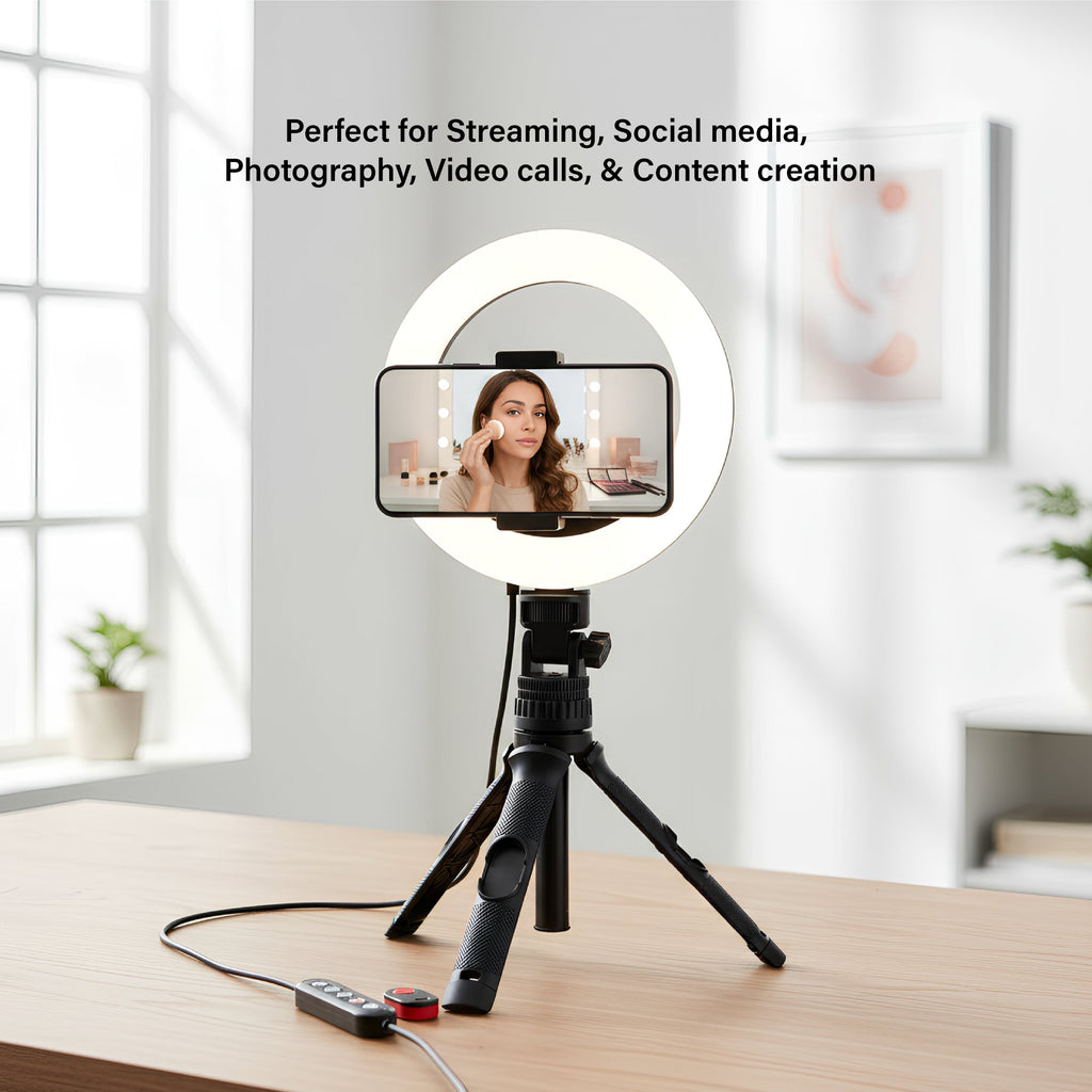 RGB LED Ring Light with Tripod Stand Phone Holder & Remote Control