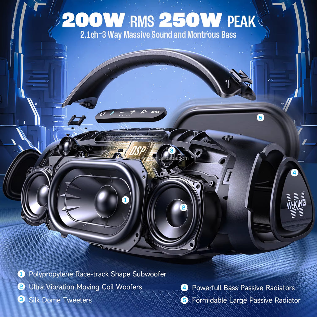 W-KING X20 IPX7 Waterproof Bluetooth Speaker with Deep Bass 80W