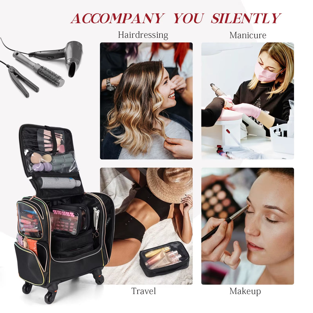 Eco-Friendly Makeup Train Case Hair Stylist Trolley Organizer Case