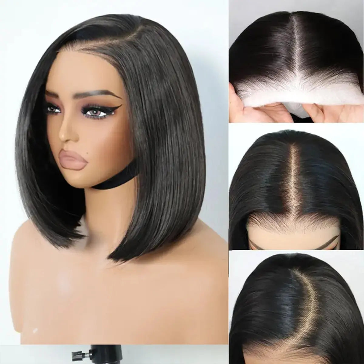 U&A Hair 9x7 Glueless Synthetic Bob Wig – Wear & Go Straight High-Density Lace Front Wig with Natural Hairline