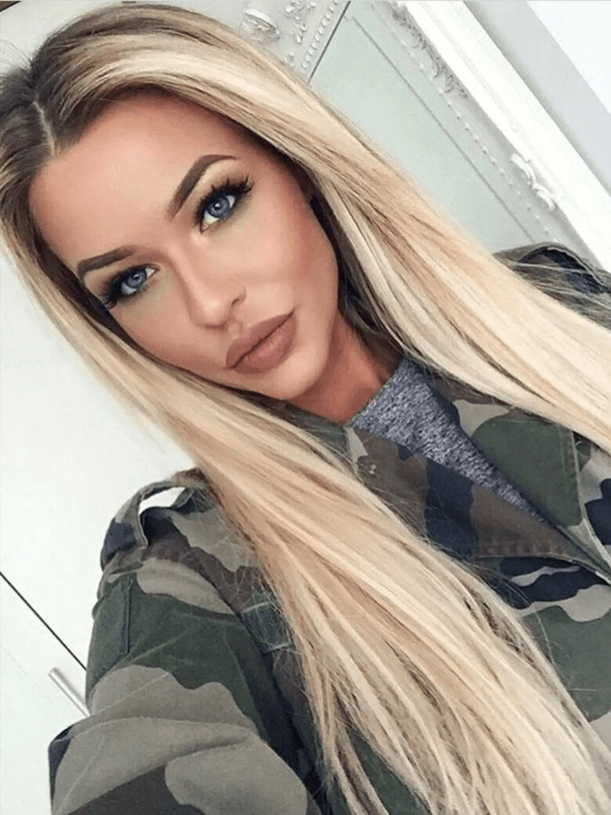 28-Inch Orange Straight Glueless Lace Front Wig – Long Synthetic Hair Wig for Women, Fluffy HD Lace Front
